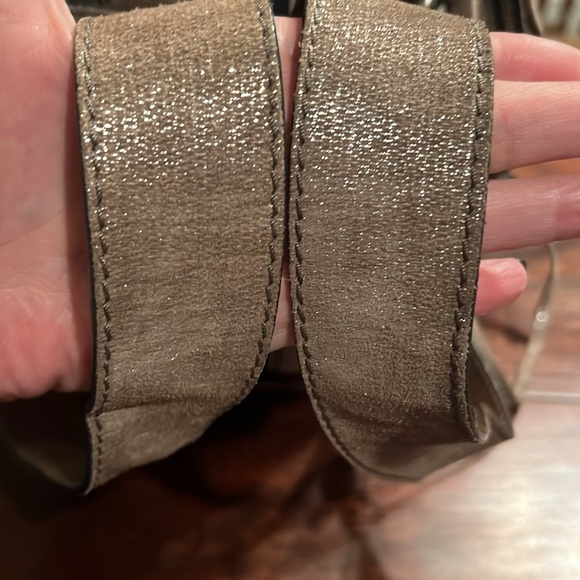 CHLOE Betty Taupe Suede Metallic Silver Overlay - Picture 12 of 17